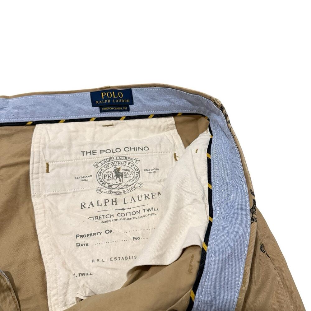 Polo Ralph Lauren Tan University AOP Men’s Stretch Chino Short Size 42 - Picture 3 of 7